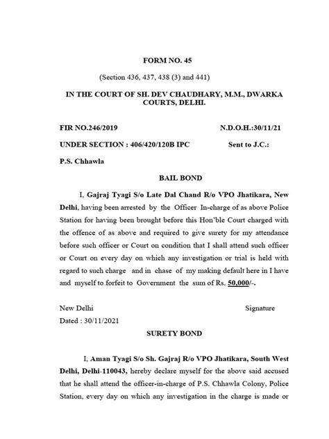 Bail Bond With Affidavit | PDF | Bail | Crime & Violence