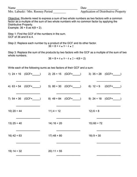 Image result for Distributive Property Using GCF