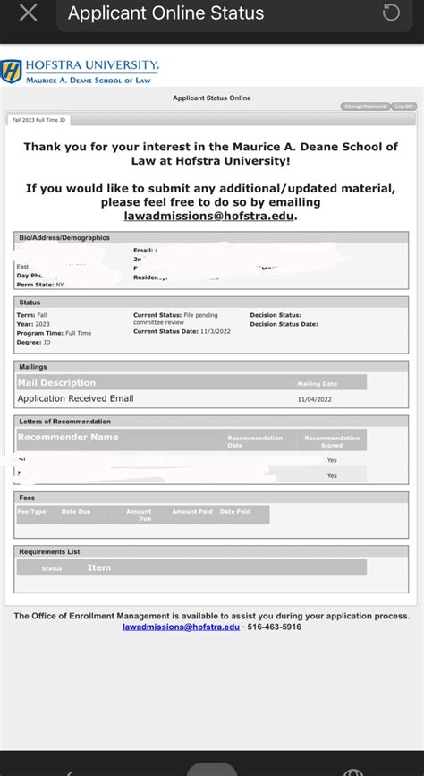 Status Checker for Hofstra Law. Once my status changed to pending ...