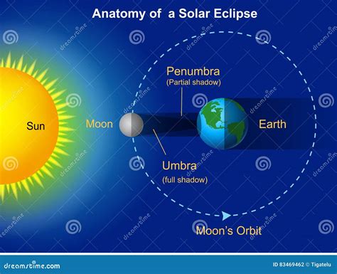 Solar eclipse diagram stock vector. Illustration of penumbra - 83469462