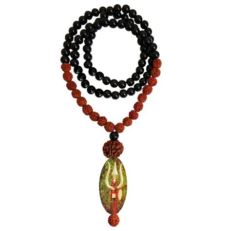 Buy RICH AND FAMOUS Shiva Trishul Rudraksha Black Beads Mala for Men ...