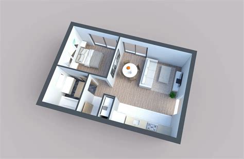 Simple One-Bedroom Apartment for Small Spaces | Space Designer 3D Gallery