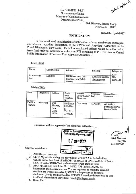 List of officers authorized to issue final reply to information seekers ...