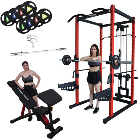 Power Squat Rack PR-40 Combo With Olympic 7 Feet Barbell, Adjustable B ...