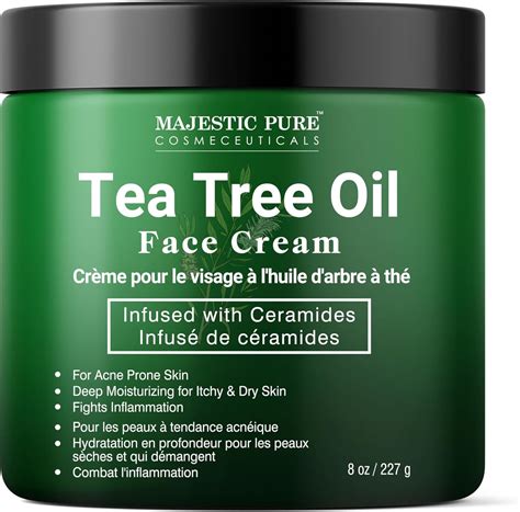 Majestic Pure Tea Tree Oil Face Cream | Cream for Dry & Itchy Skin, Acne, Day & Night ...