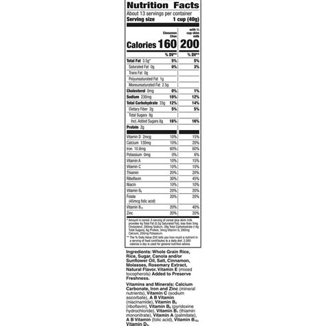 Is Cinnamon Chex Cereal Healthy? Ingredients & Nutrition Facts - Cereal ...