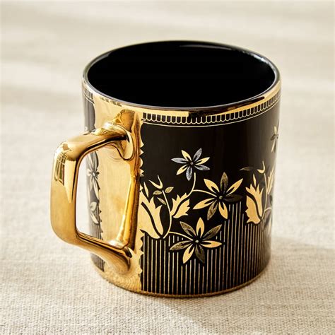 Buy Corsica Ebony Set of 6 Bone China Floral Print Coffee Mugs - 230ml ...