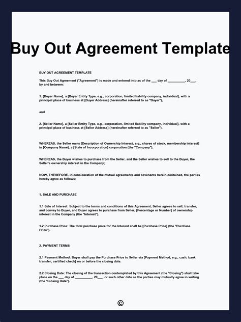 Buy Out Agreement Template