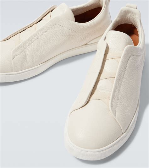 Triple Stitch leather sneakers in neutrals - Zegna | Mytheresa