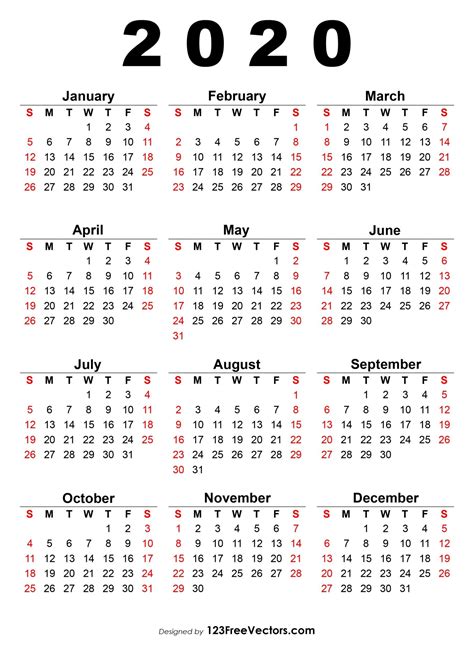 Weekly Calendar 2020 (WORD, EXCEL, PDF)
