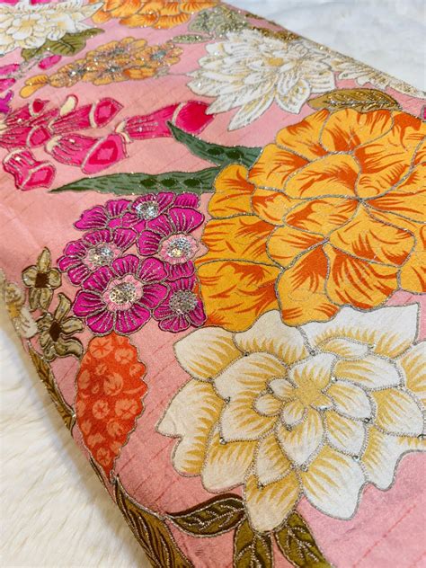 Boho Big Width Silk Floral Embroidery Handwork 48 inch width – Fabric ...