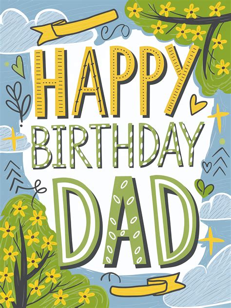 Free Download Colorful Hand-Drawn Happy Birthday Dad Card