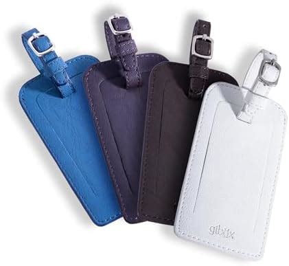 GIBOX Luggage Tags Set of 4 | Travel Tag in Blue, Purple, Brown and ...