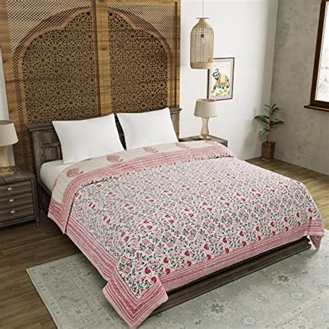Buy BLOCKS OF INDIA Hand Block Printed Cotton King Size Quilt/Rajai (90 ...
