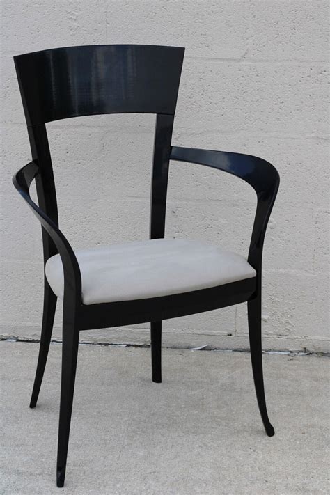Eight Sculptural Black Lacquer Dining Chairs by Pietro Costantini, Made ...