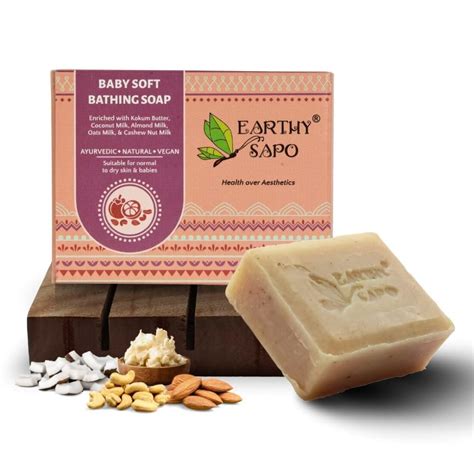 Earthy Sapo Handmade Baby Soft Bathing Soap (Coconut, Almond & Oat Milk ...