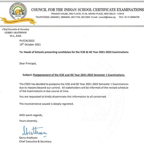 ICSE, ISC Term-1 Exam 2021-22 : CISCE Board Postpones First Term Exam ...
