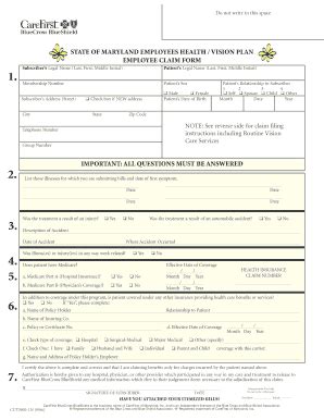 Fillable Online smcm state of maryland vision claim form Fax Email ...