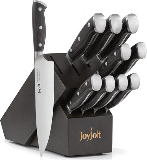 Amazon.com: JoyJolt 11pc Kitchen Knife Set with Block. High Carbon, x50 ...