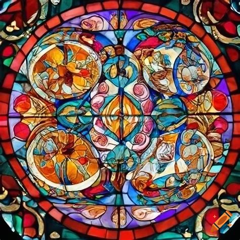 Stained glass artwork of traditional spanish dishes on Craiyon