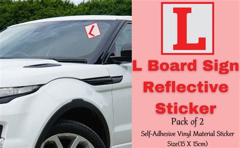 CVANU 2pcs Reflective L-Board Learner Driver Vinyl Exterior Decal Red ...