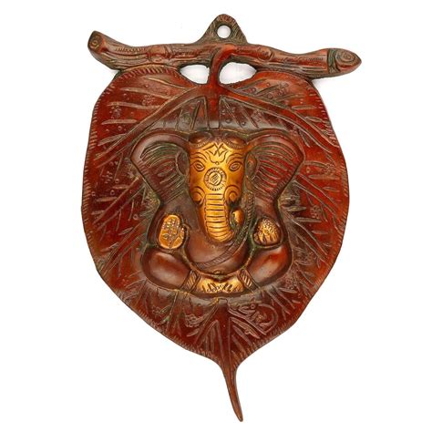 Leaf Ganesha Plate Hindu Lord Metal Patta Ganesh Wall Hanging, Vinayak ...