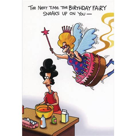 Birthday Fairy Sneaks Up Feminine Humorous / Funny Birthday Card for ...