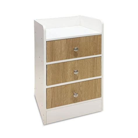 Kawachi Modern Home Bedroom Bedside Table Storage Cabinet with 3 ...