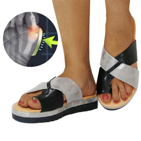 Women Artificial PU Sandal Shoes Orthopedic Bunion Corrector Comfy ...