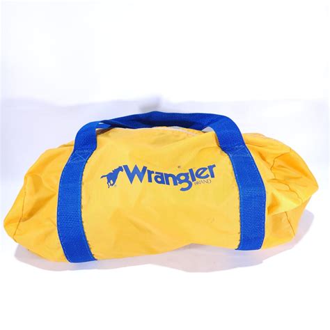 1970’s Wrangler Duffle Bag Vintage Luggage Yellow Blu… - Gem