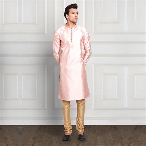 Baby Pink Kurta Set with Golden Pant – Suvidha Fashion