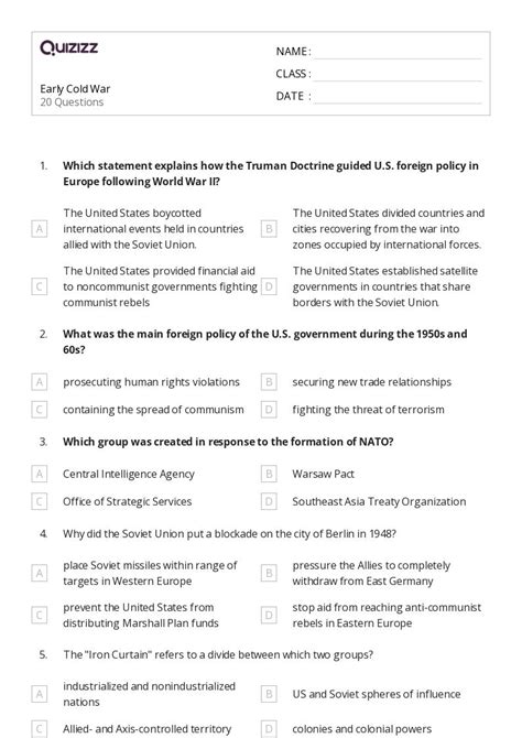 50+ cold war worksheets for 8th Class on Quizizz | Free & Printable