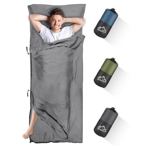 LSTRAGY Sleeping Bag Liner, Updated Adult Sleep Sack & Travel Sheets with Foot Zipper ...