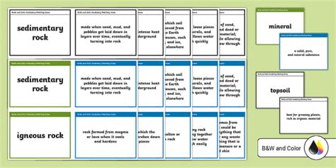 Rocks and Soils Vocabulary Matching Game for 3rd-5th Grade