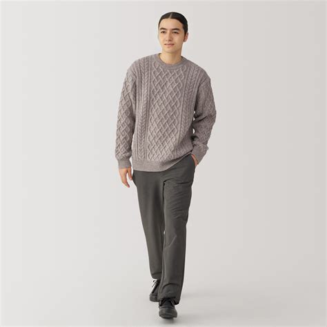 Andes wool cable stitch crew neck Long Sleeve sweater