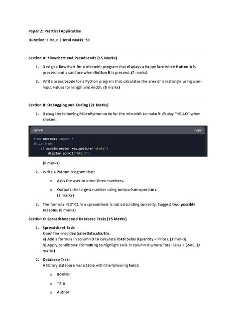 Cambridge Lower Secondary Computing - Grade 7 QP2: Flowchart ...