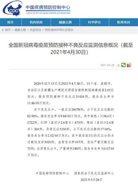 中国新冠疫苗不良反应数据首次公开(附公告原文)- 北京本地宝
