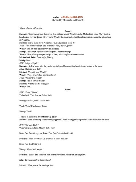 Image result for Peter Pan Transcript