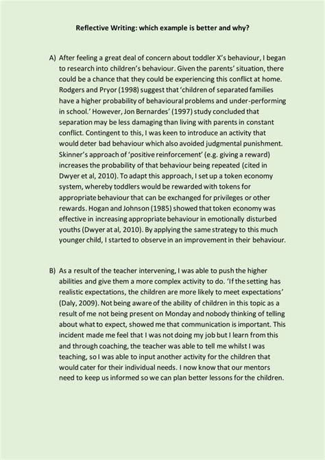 Image result for Reflective Writing Sample PDF