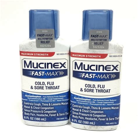 Buy 2-6 fl oz Bottles of Mucinex Fast-Max Cold Flu & Sore Throat Liquid ...