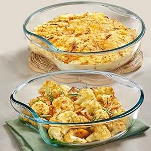 Buy Borosil 2 pc Set of Baking Dish Set with Handle | Round Shape Bowl ...