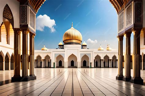 Premium Photo | Islamic place of worship with a mosque and minarets