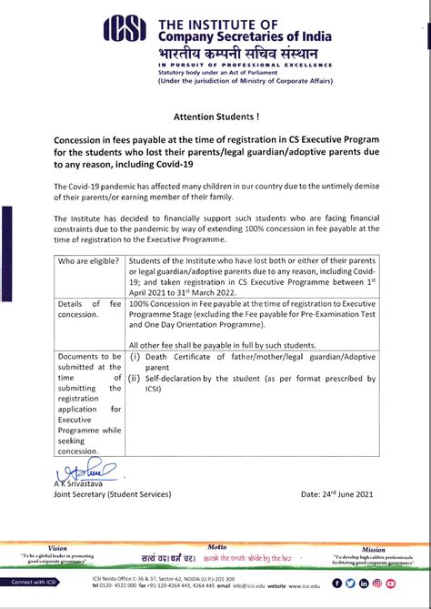 Covid-19: Waiver of Executive Registration Fees for Students