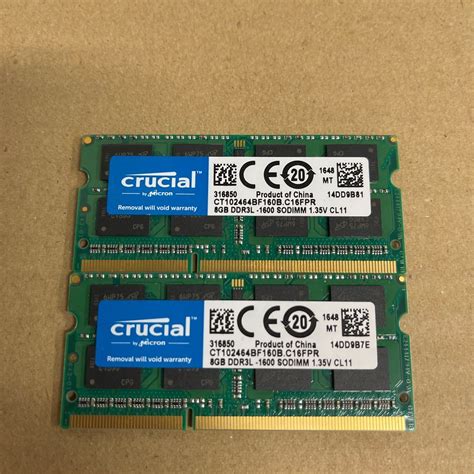 Yahoo!オークション - G36 Crucial ノートPCメモリ 8GB DDR3L-1600 2枚
