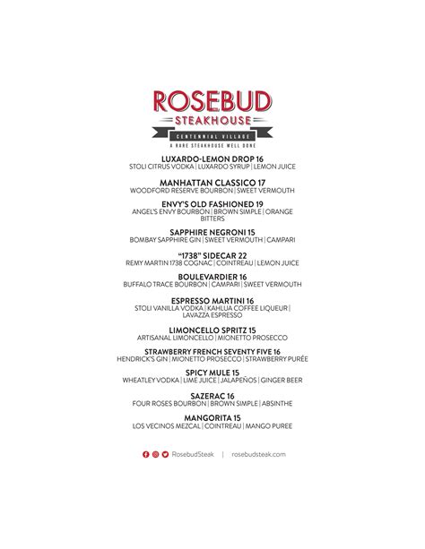 Menu Munster • Rosebud Steakhouse
