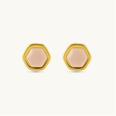 Hexagon Matte Stone Stud Earrings – PALMONAS