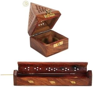 DigiRake Sheesham Wood Dhoop & Agarbatti Holder Combo, Pooja Items ...