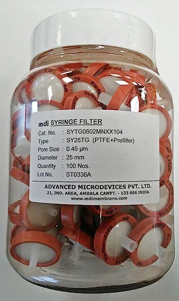 MDI SYTG0602MNXX104 PTFE Membrane Syringe Filter with Microglassfiber ...