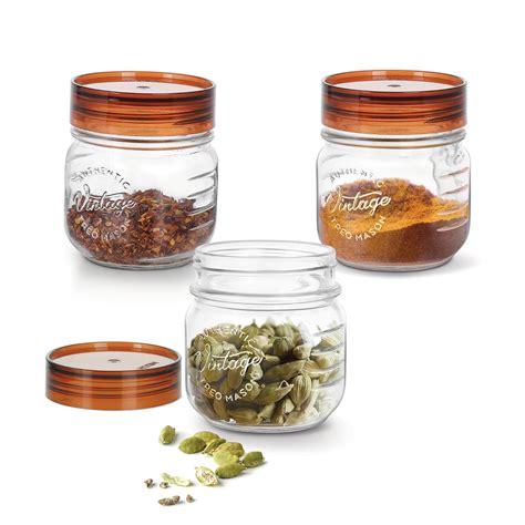 Buy Treo By Milton Vintage Glass Jar With Plastic Lid, set of 3, 300 ml ...