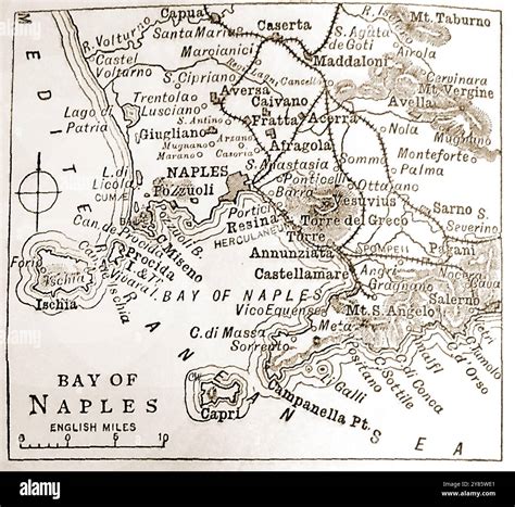 Old Bay Of Naples Map Antique Map Bird's Eye View Of The Bay Of